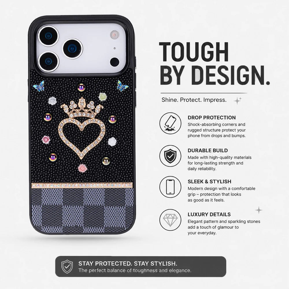 Vissel Heart Crystal Luxury Case for iPhone 17 Pro Max