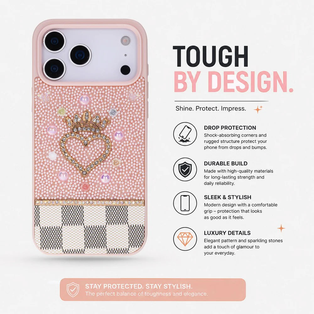 Vissel Heart Crystal Luxury Case for iPhone 17 Pro Max