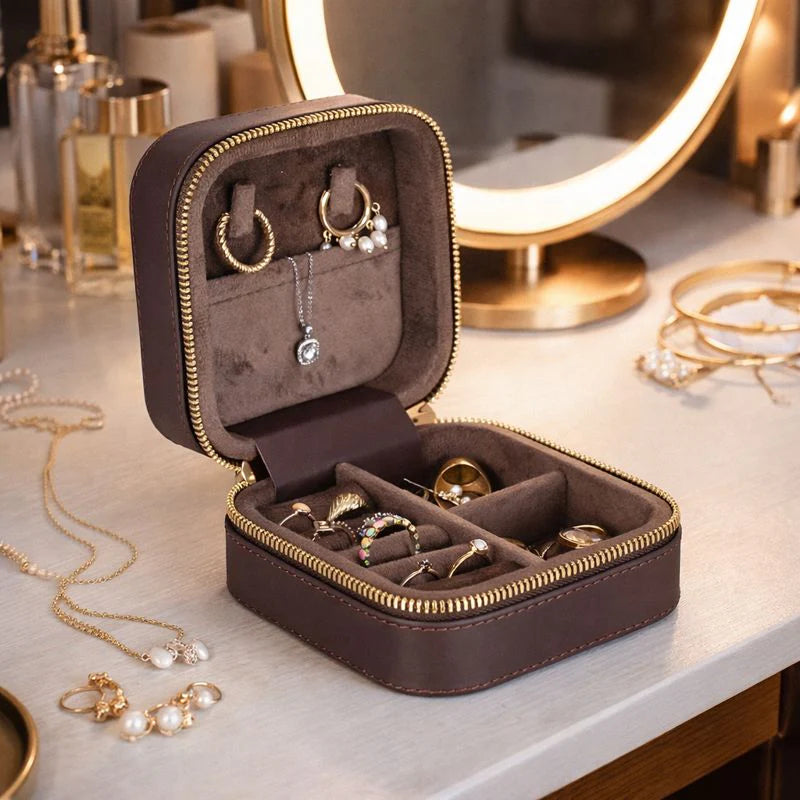 Amanda Leather Jewelry Box, Medium