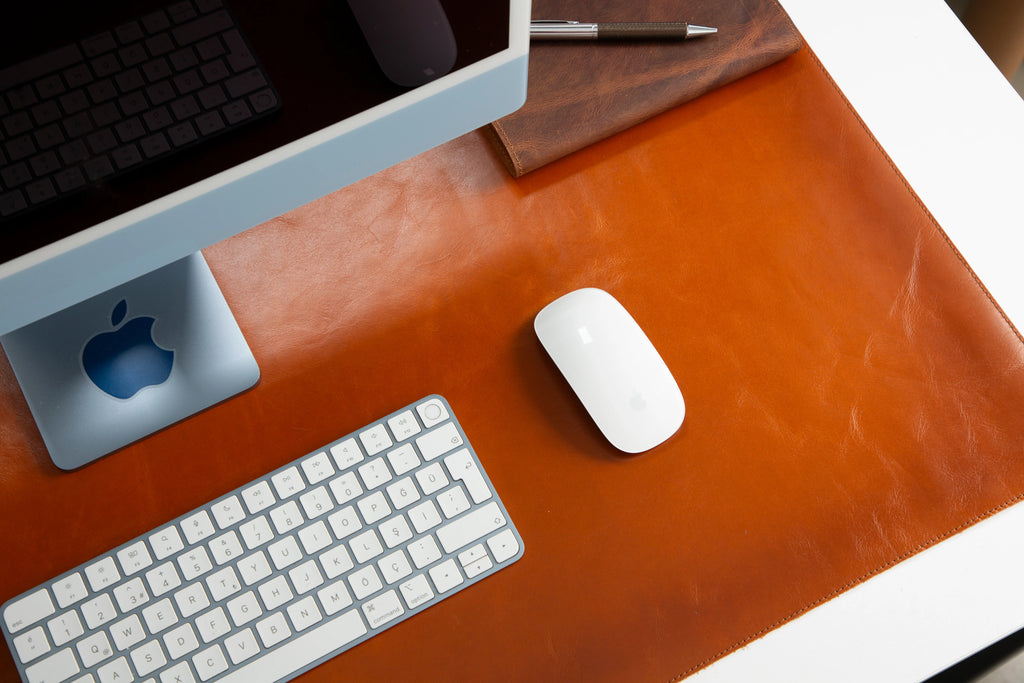 Natural Leather Desk Mat Large