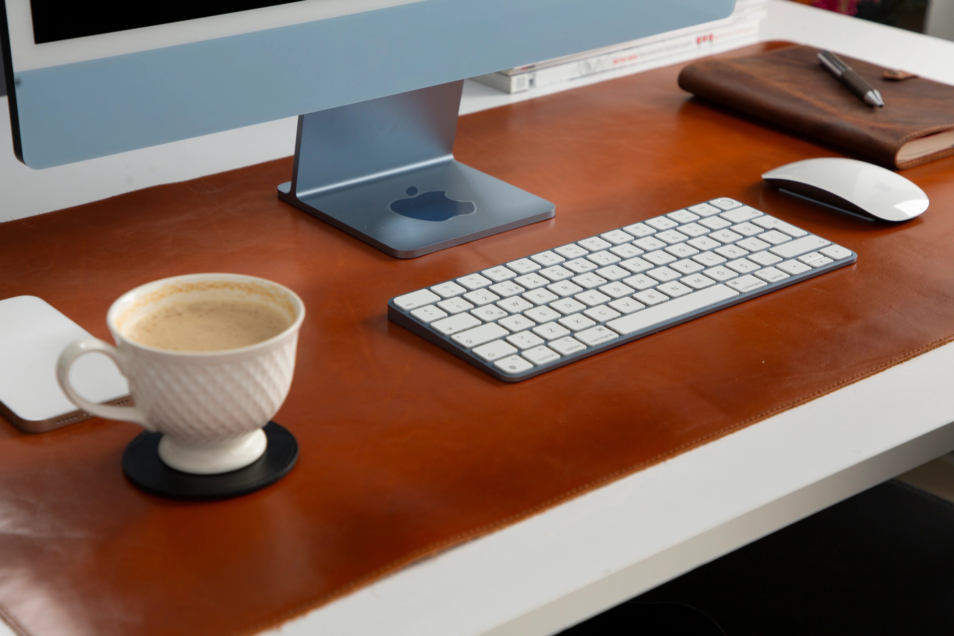 Natural Leather Desk Mat Large