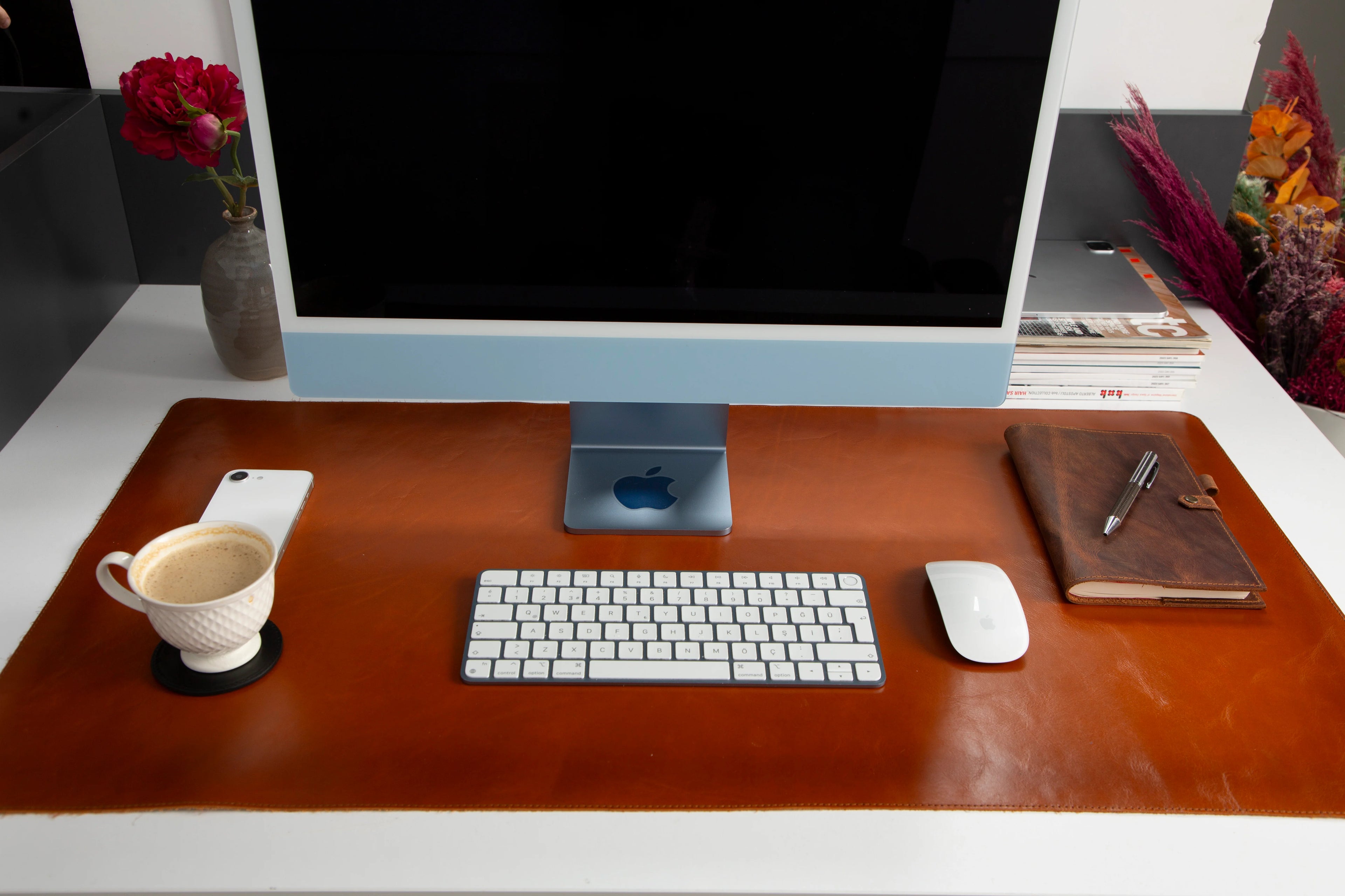 Natural Leather Desk Mat Large