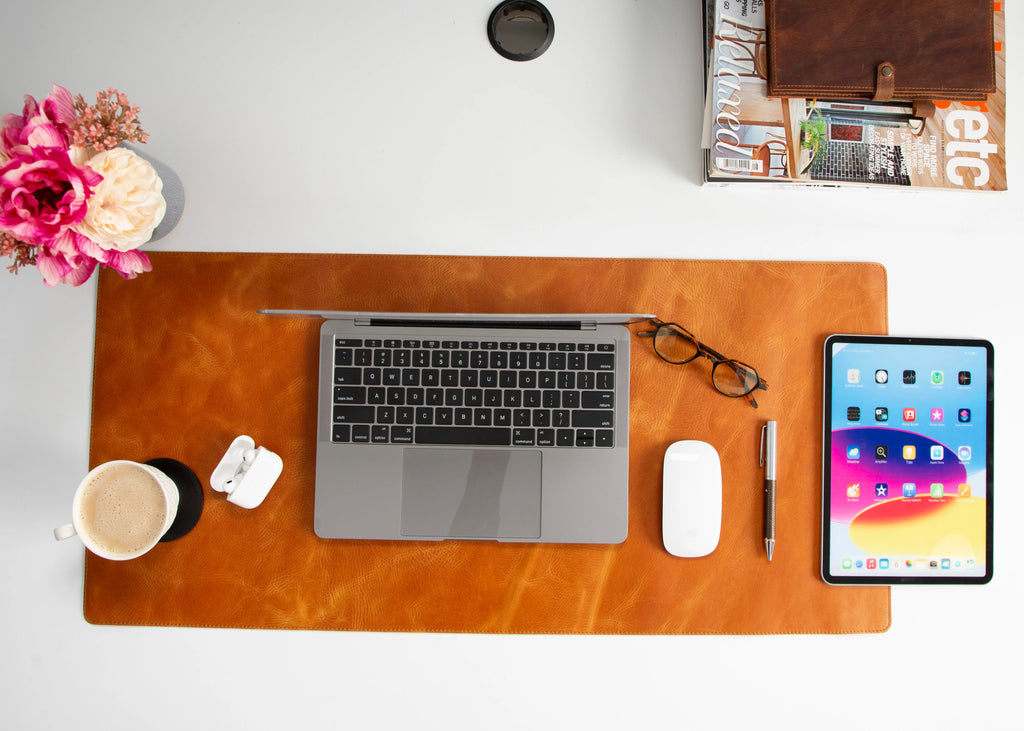 Natural Leather Desk Mat Large