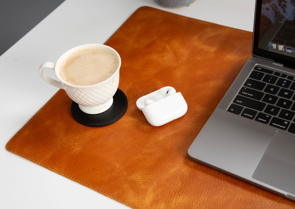 Natural Leather Desk Mat Large