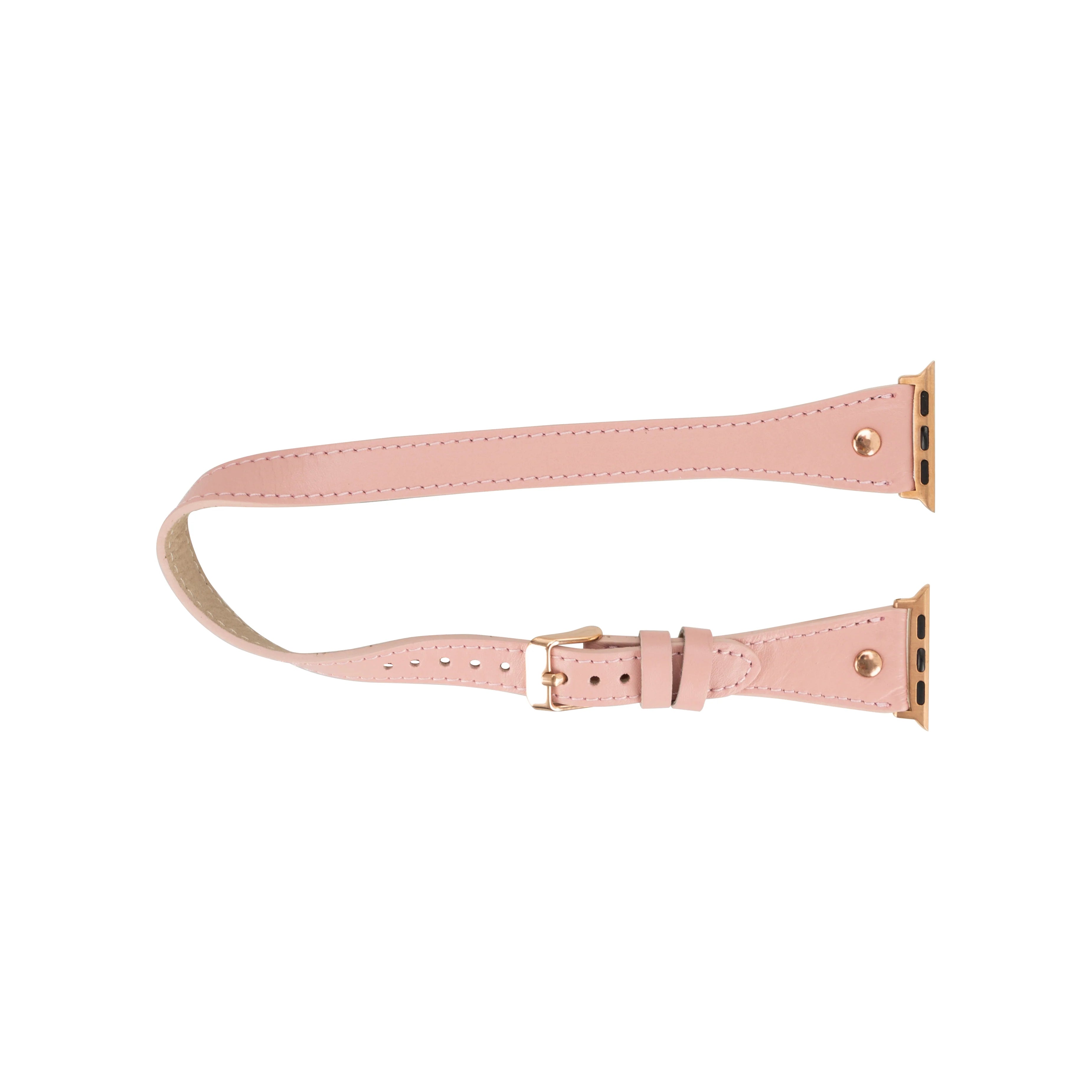 Hector Double Tour Leather Apple Watch Band with Rose Gold Trok