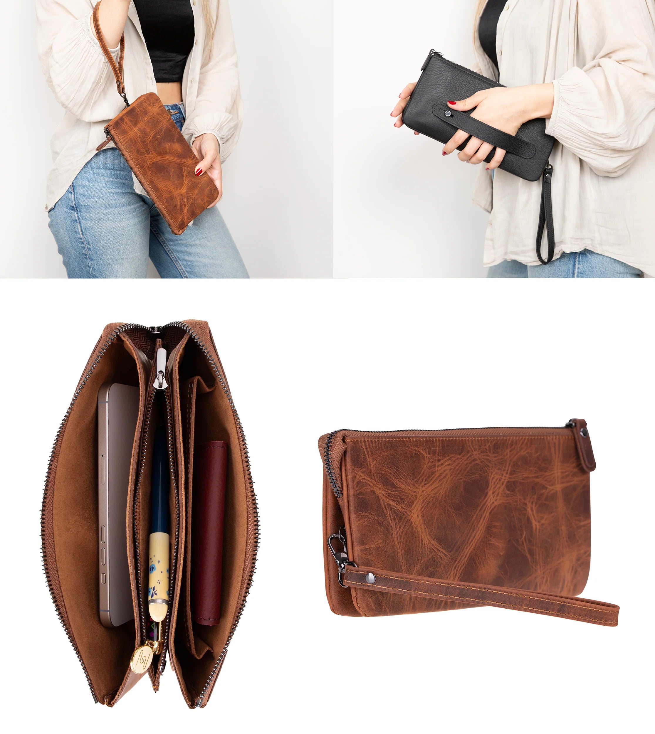 Majeste Leather Clutch Bag