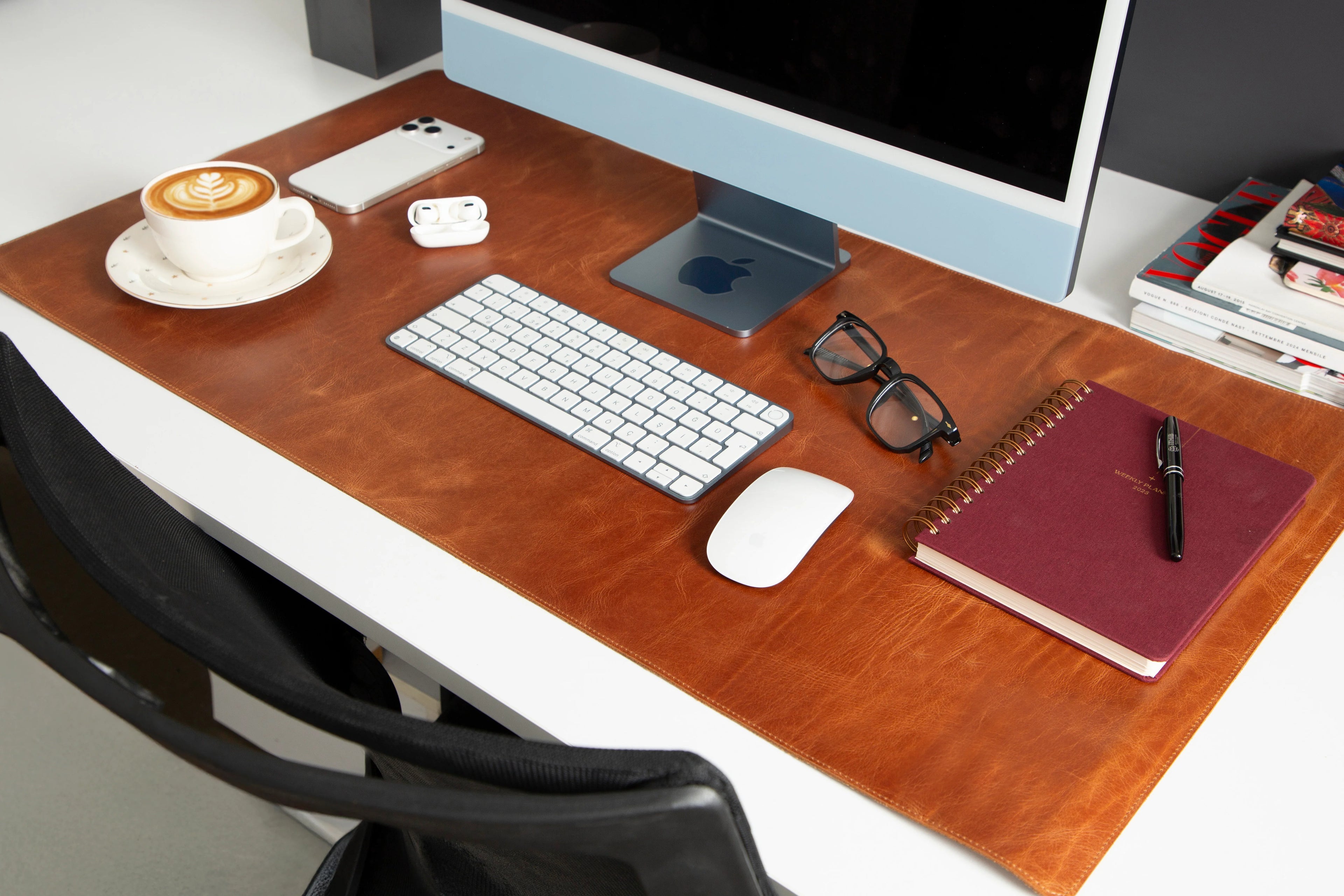 Natural Leather Desk Mat Large