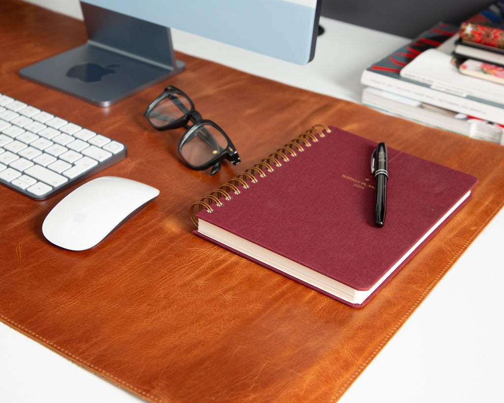 Natural Leather Desk Mat Large