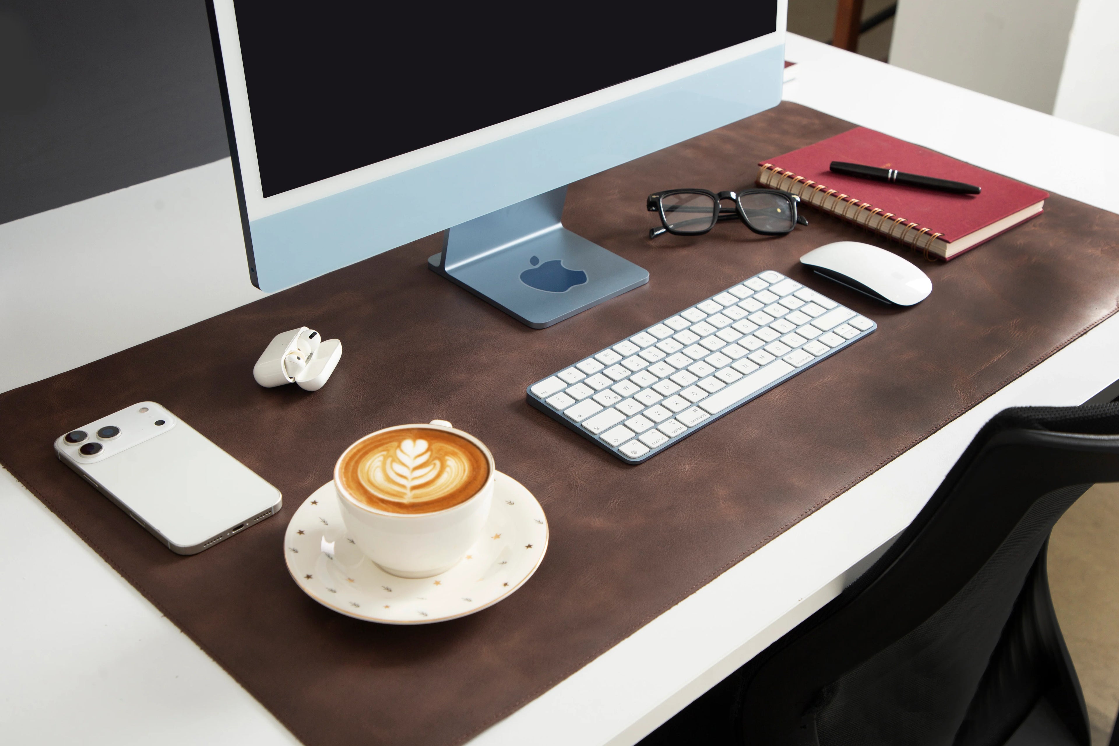 Natural Leather Desk Mat Large