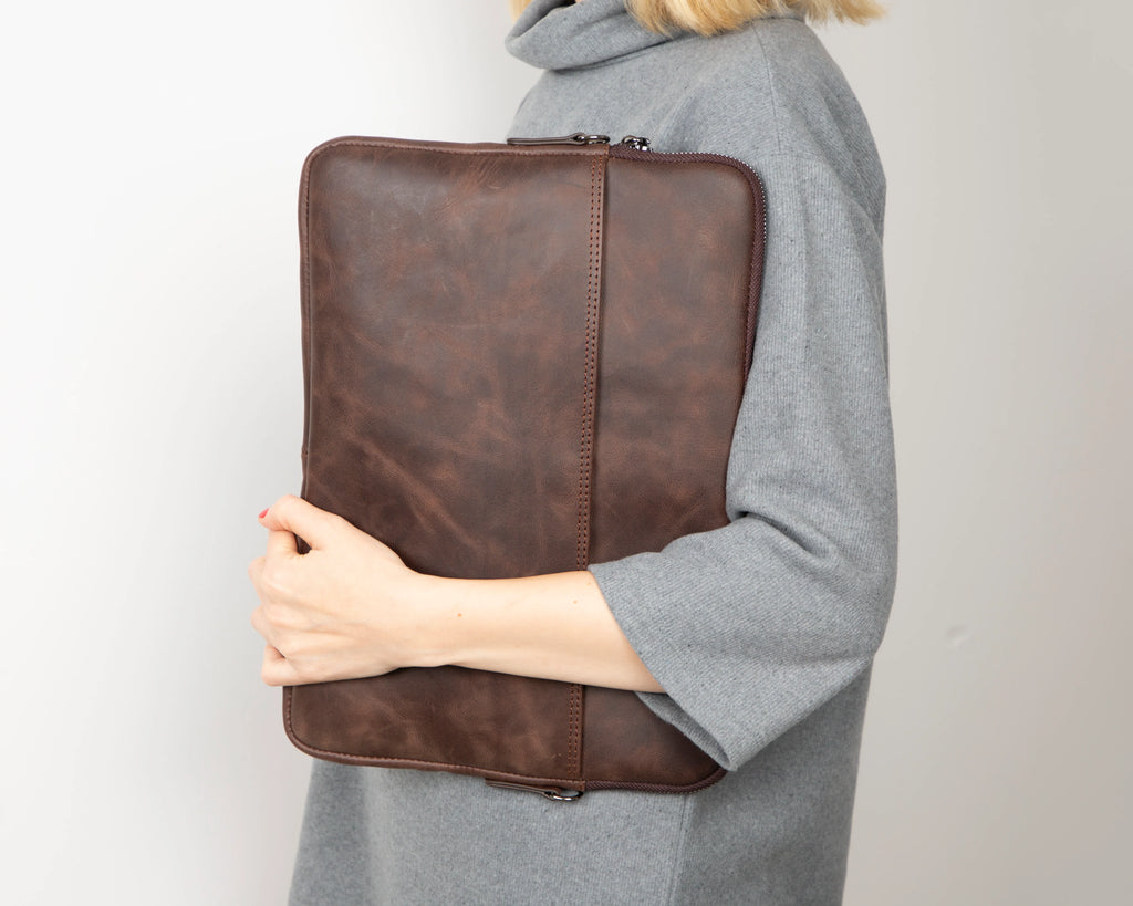 AWE Genuine Leather Sleeves Brown