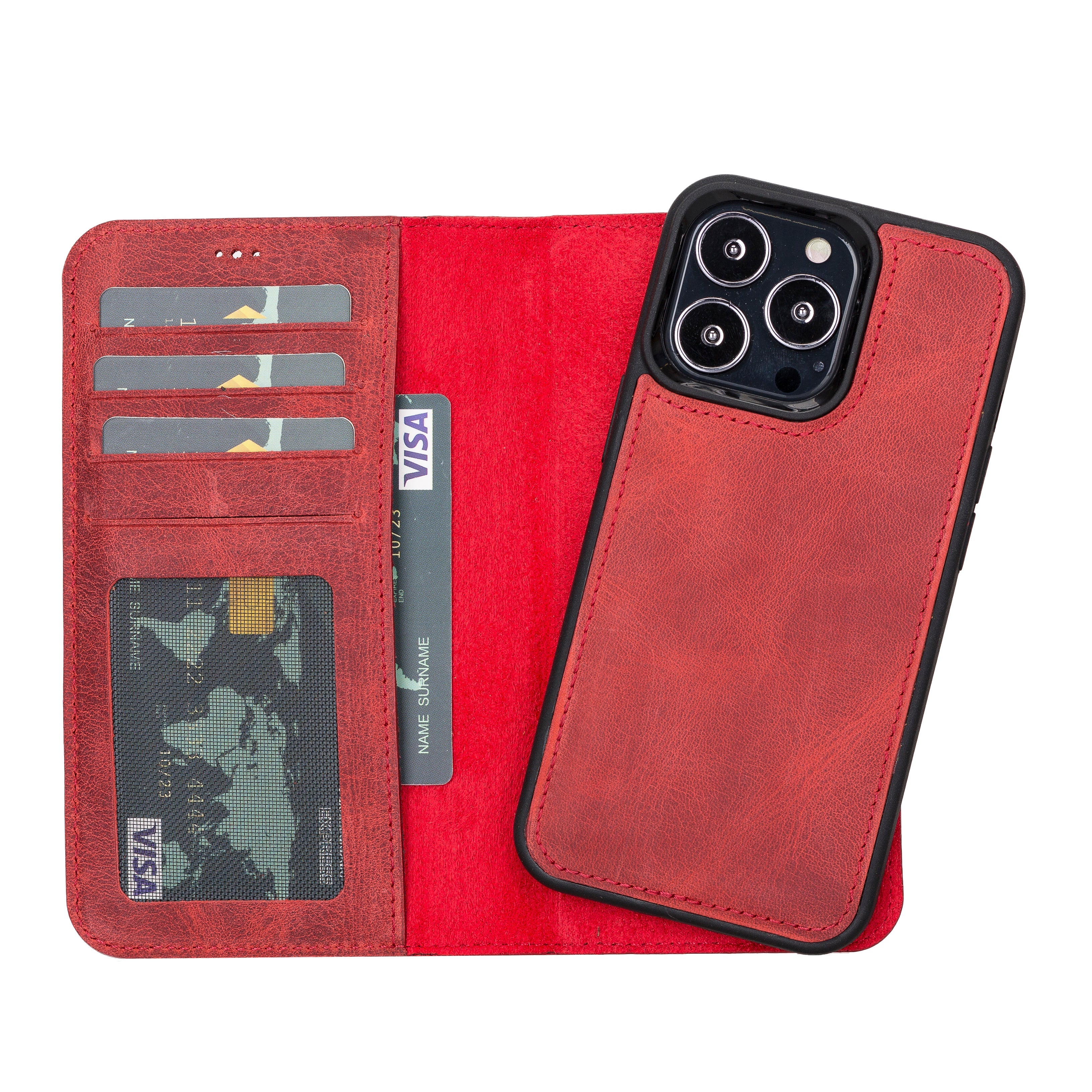 Liluri iPhone 13 Pro Detachable Leather Wallet Case