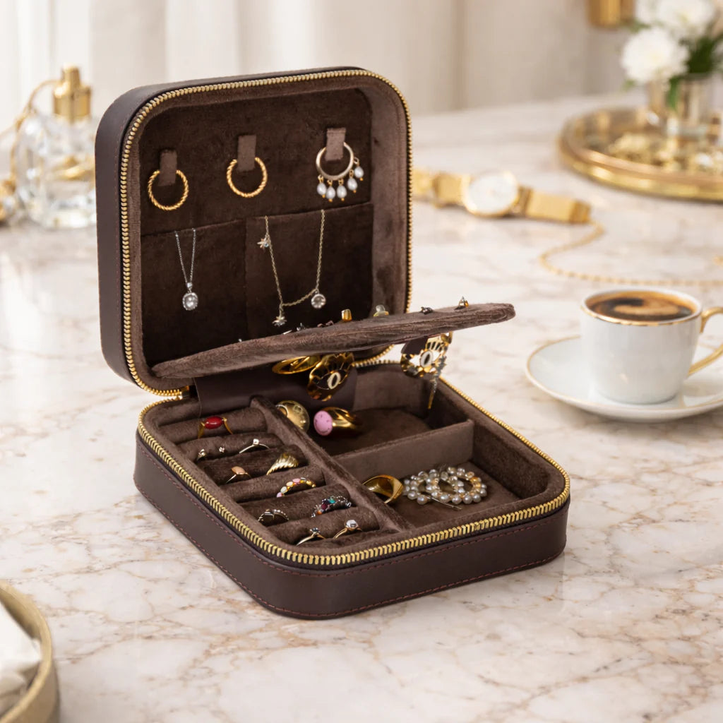 Amanda Leather Jewelry Box, Medium