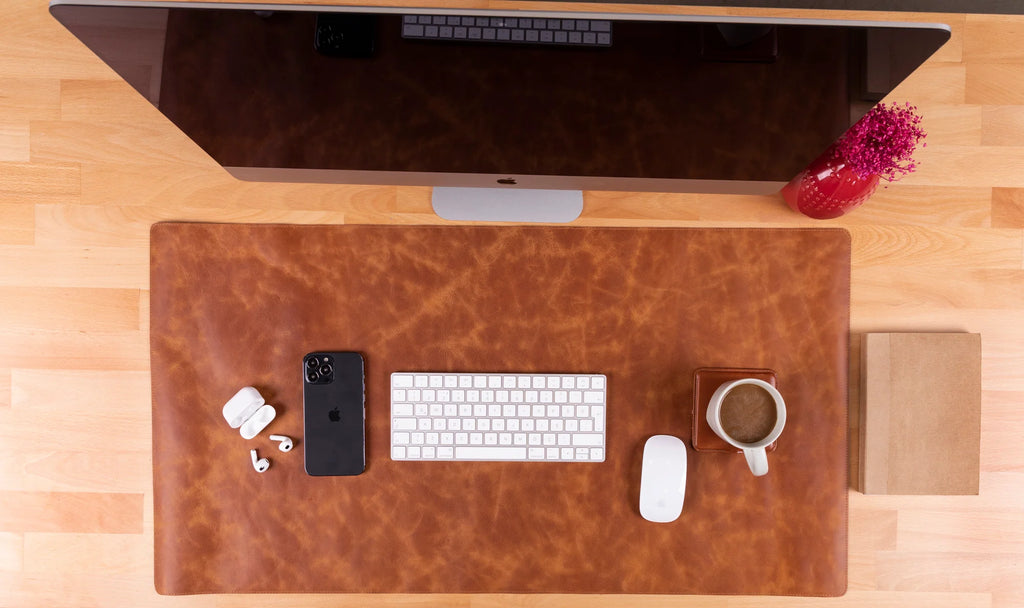 Natural Leather Desk Mat Large
