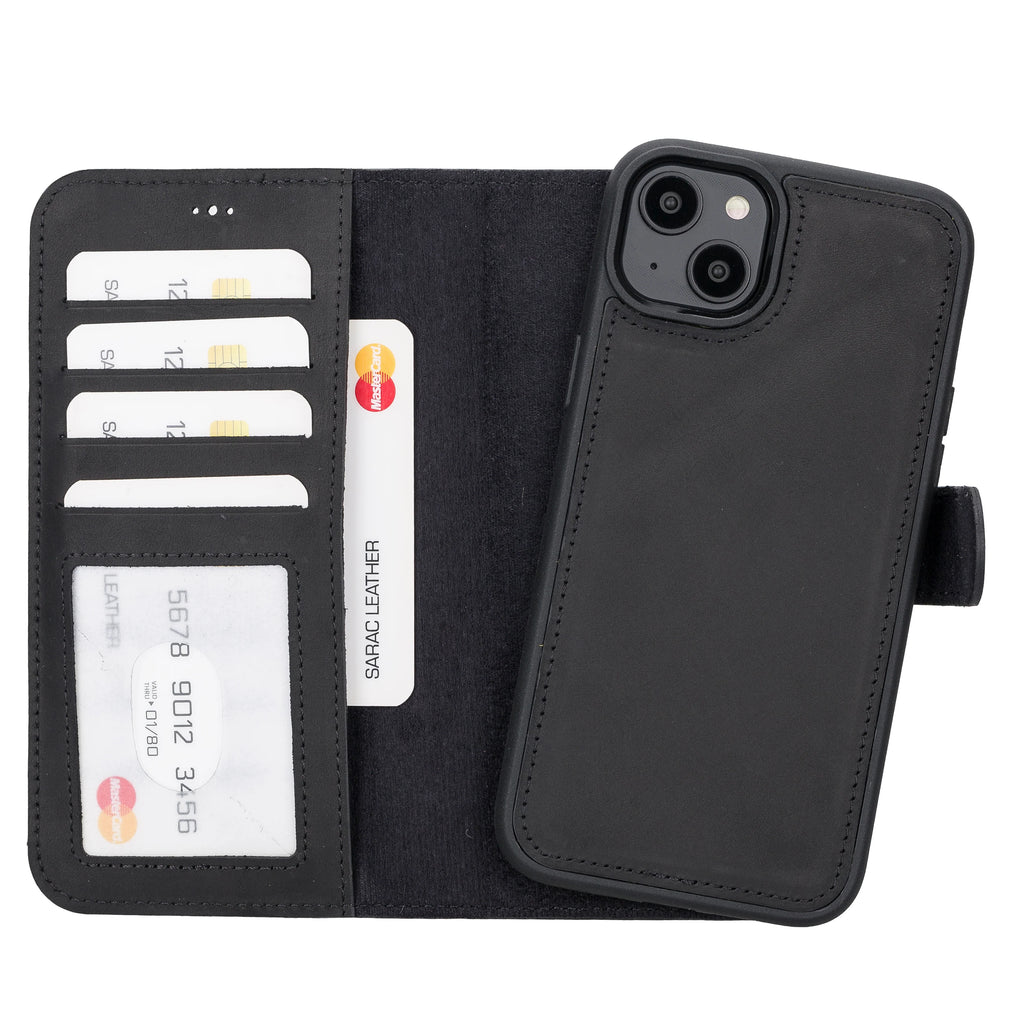 Liluri iPhone 14 Plus Detachable Leather Wallet Case