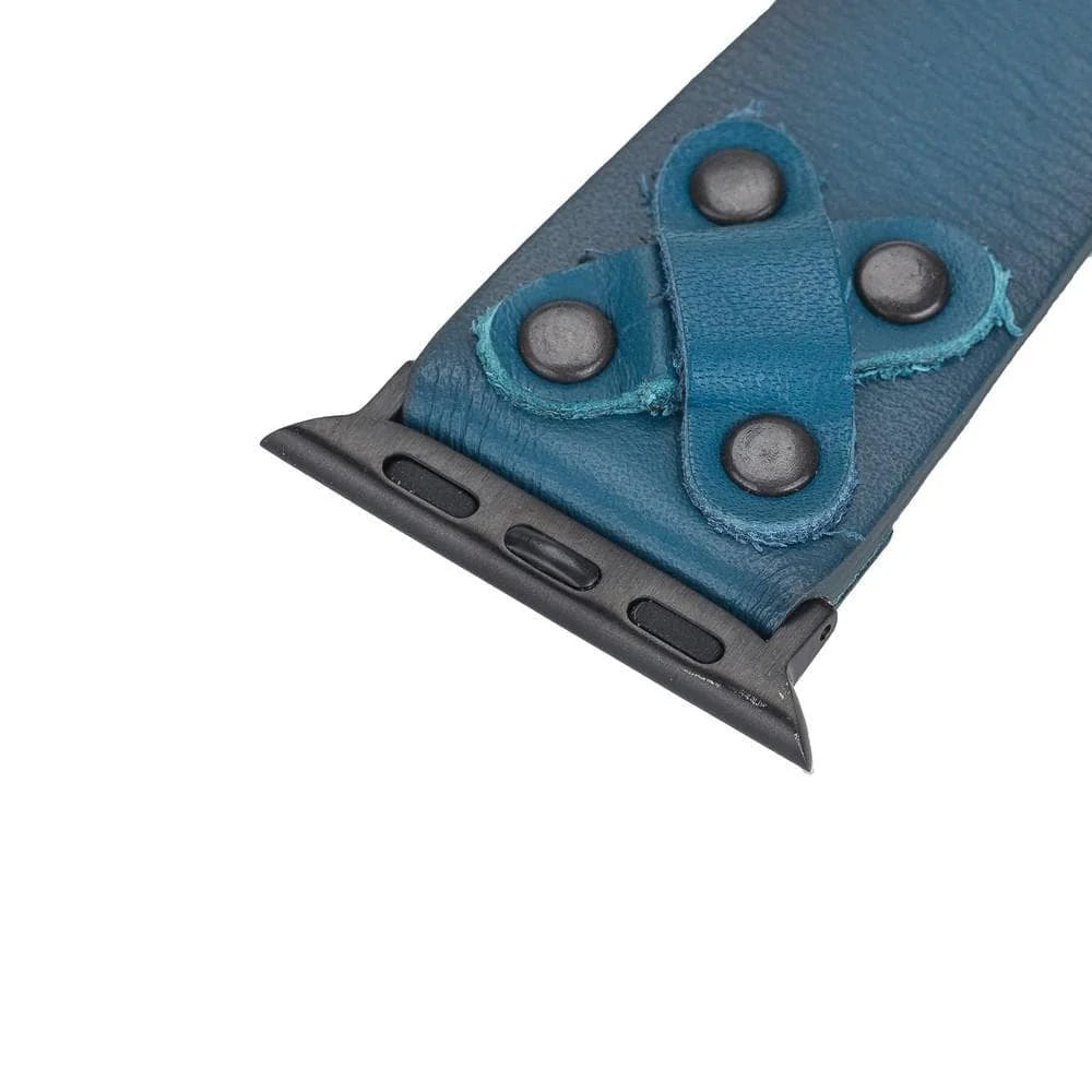 Leather Apple Watch Bands / Cross Style with Black Trok RST1