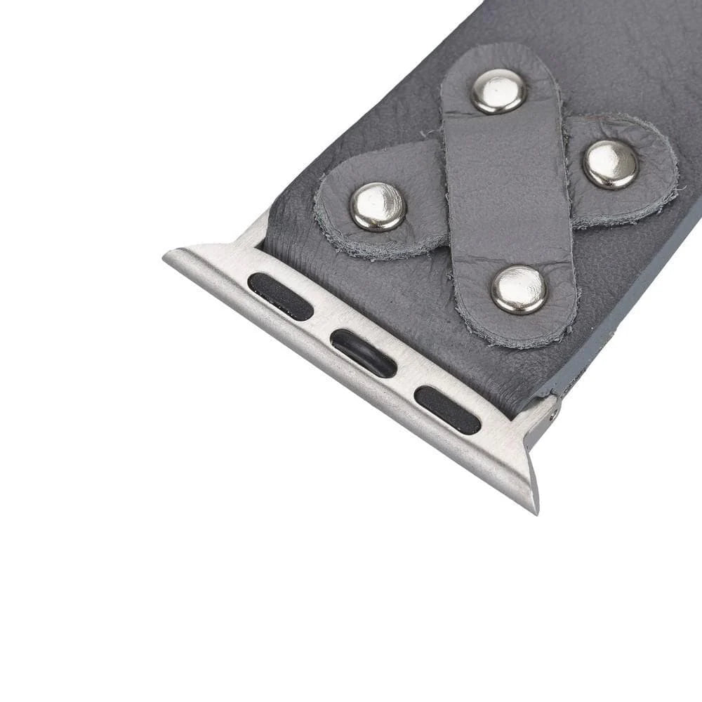 Leather Apple Watch Bands / Cross Style with Silver Trok TN2