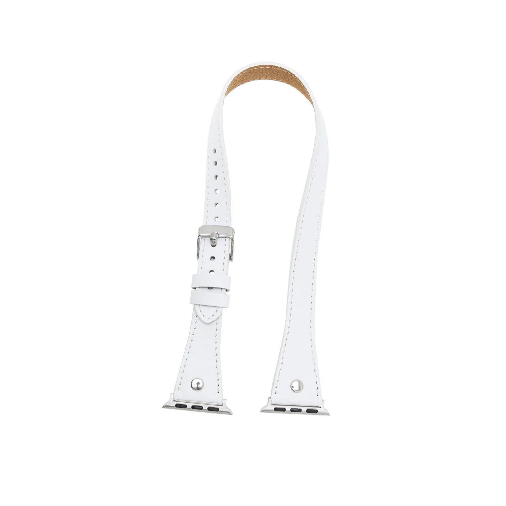 Leather Apple Watch Bands - DTS Double Tour Slim Hector Silver Trok Style