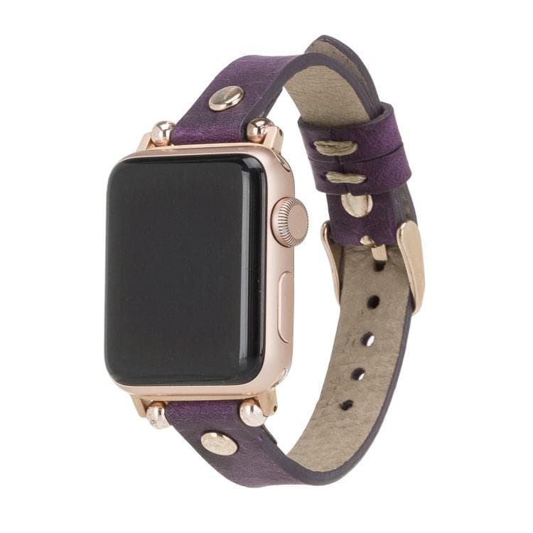 Leather Apple Watch Bands - Ferro Rose Gold Trok Style BRN7