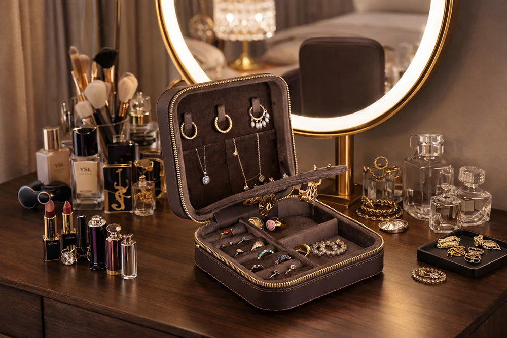 Amanda Leather Jewelry Box, Medium